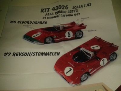 Kit Alfa Romeo 33 TT 3 24 Hrs Daytona 1972 ( 2 versioni - 2 Versions ) - Resin Kit 1:43